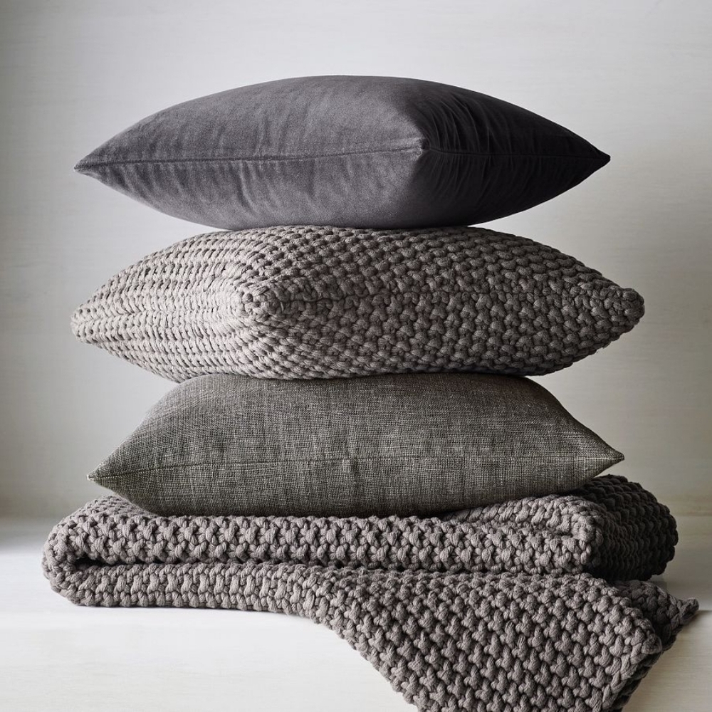 Pottery Barn Belgian Linen Pillow Cover (3) EBONY Total